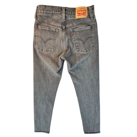 Levi’s Wedgie Jeans Women's 27 x 26 Faded Black Button Fly Raw Fray Hem Stretch - Picture 3 of 14